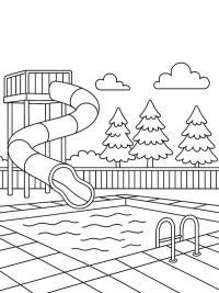 Piscina all'aperto con scivolo