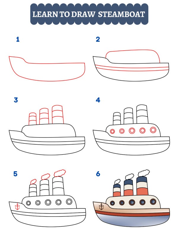 Come disegnare un piroscafo