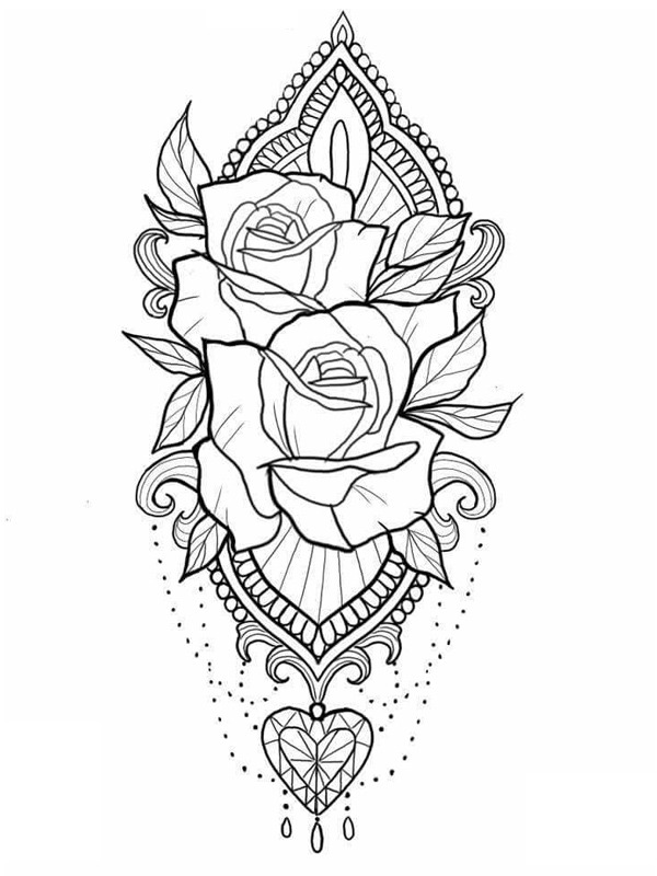 Tatuaggio rose disegno da colorare