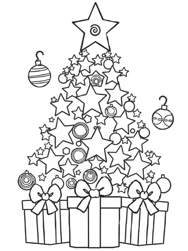 Albero di Natale a stelle disegno da colorare