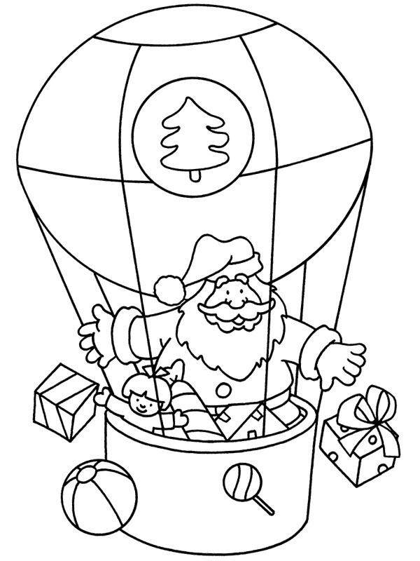 Babbo Natale in mongolfiera disegno da colorare