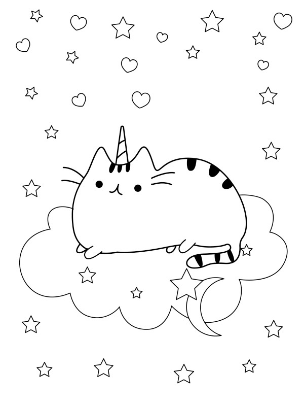 Unicorno Pusheen disegno da colorare