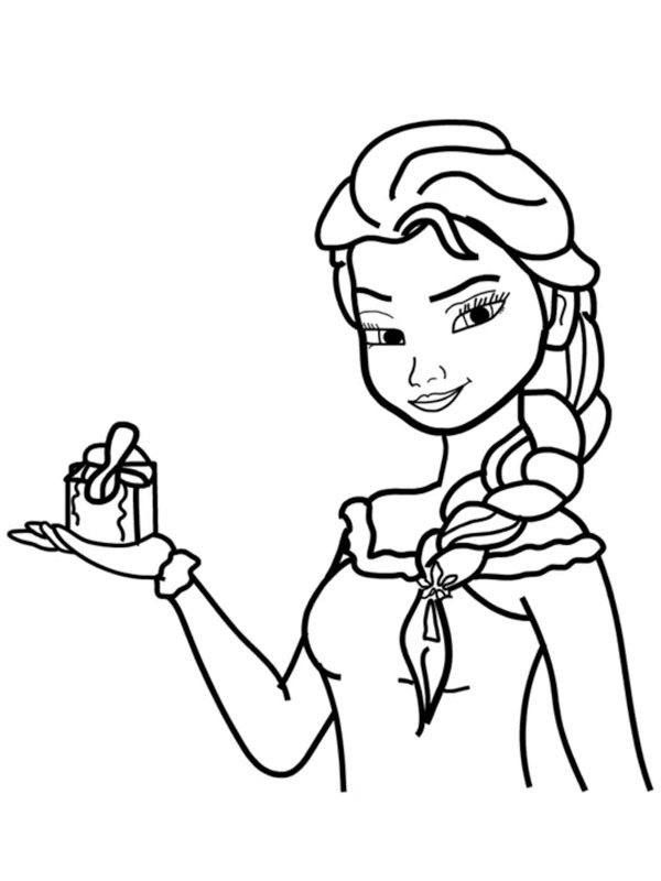 Elsa con un regalo disegno da colorare