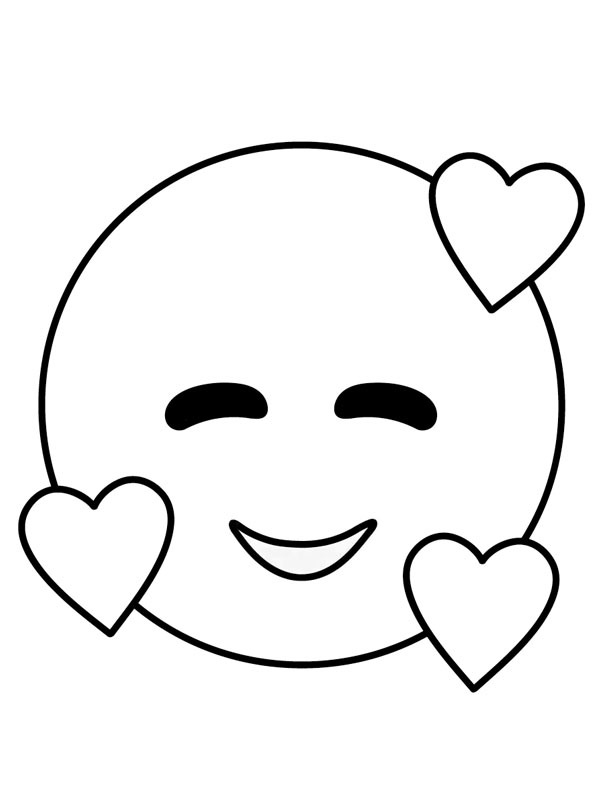 Emoji con cuori disegno da colorare