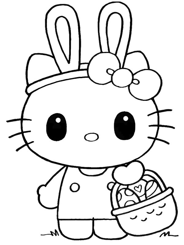 Hello Kitty Coniglietto pasquale disegno da colorare