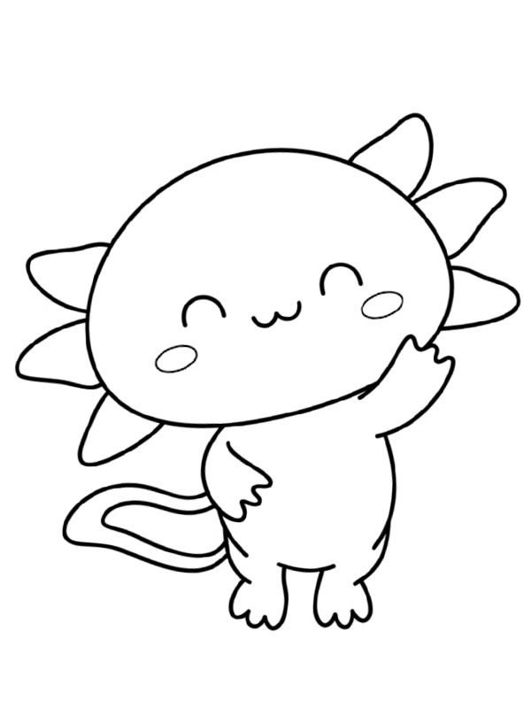 Axolotl kawaii disegno da colorare