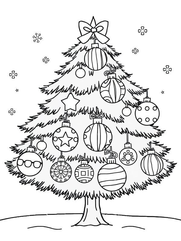 Palline sull'albero di Natale disegno da colorare