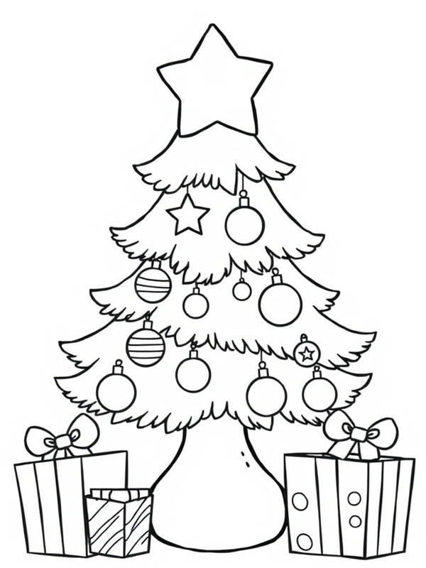 Albero di Natale con stella disegno da colorare