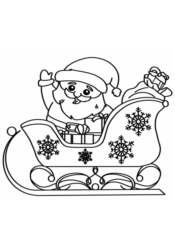 Babbo Natale sulla slitta disegno da colorare