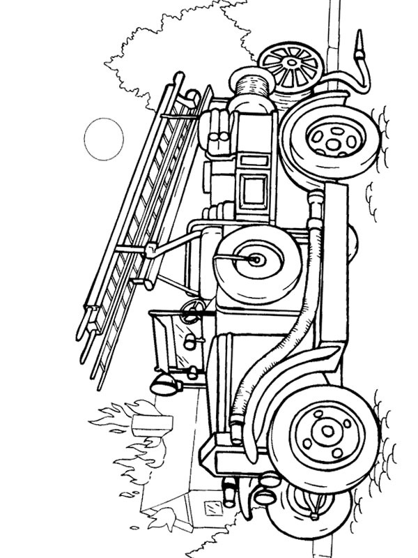 Camion dei pompieri classico con scala disegno da colorare