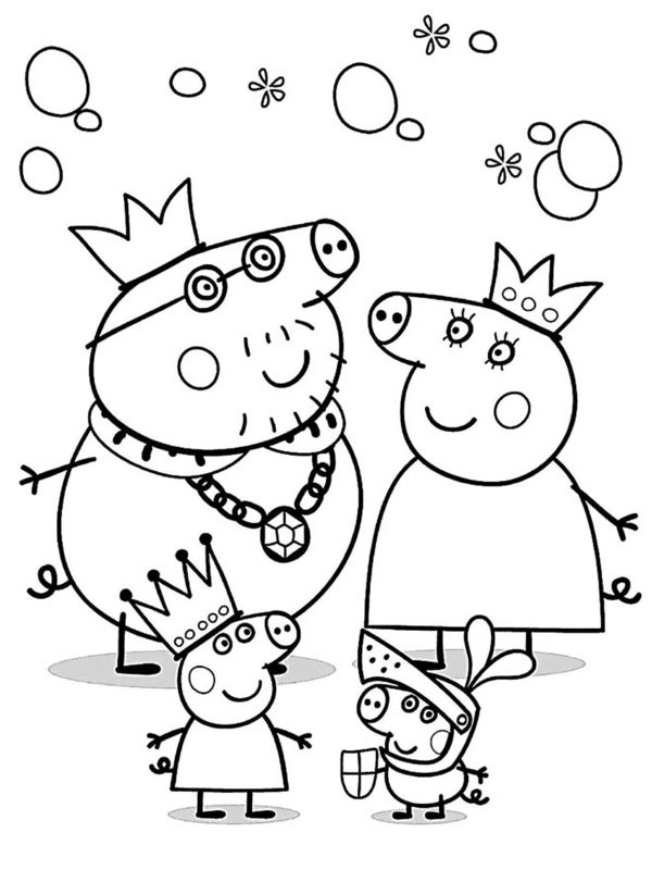 La famiglia di Peppa Pig disegno da colorare