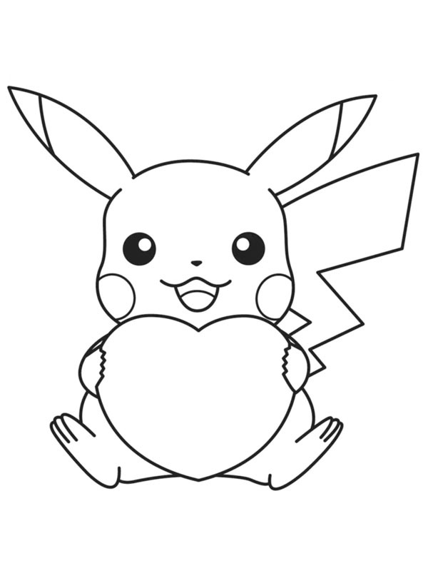 Pikachu tiene un cuore disegno da colorare