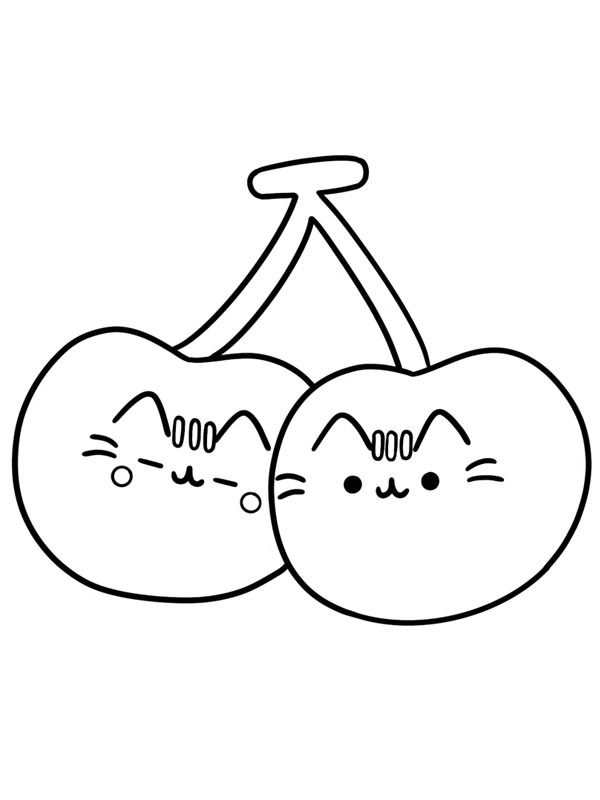 Ciliegie Gatto Pusheen disegno da colorare