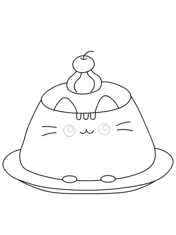 Budino Gatto Pusheen disegno da colorare