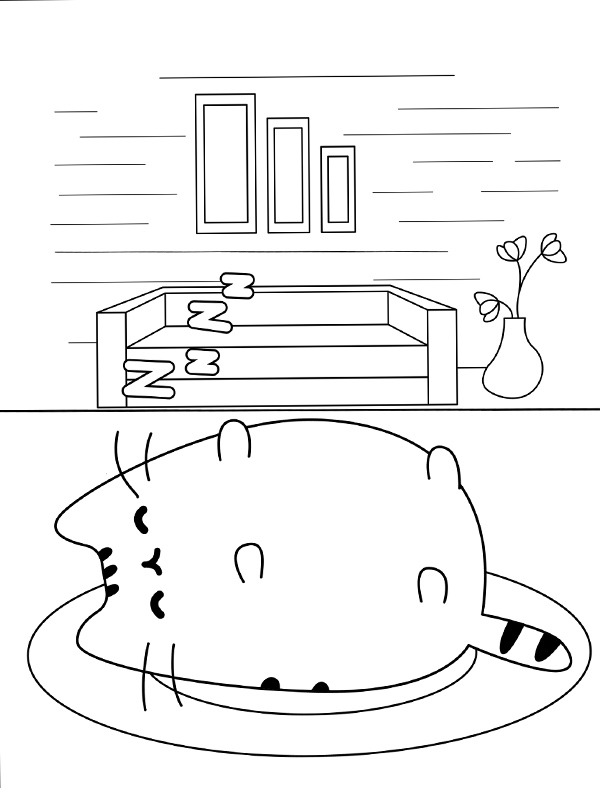 Pusheen dorme disegno da colorare