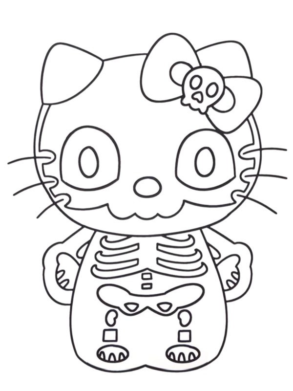 Scheletro Hello Kitty disegno da colorare