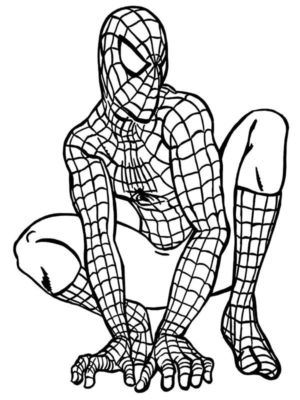 Spiderman seduto disegno da colorare