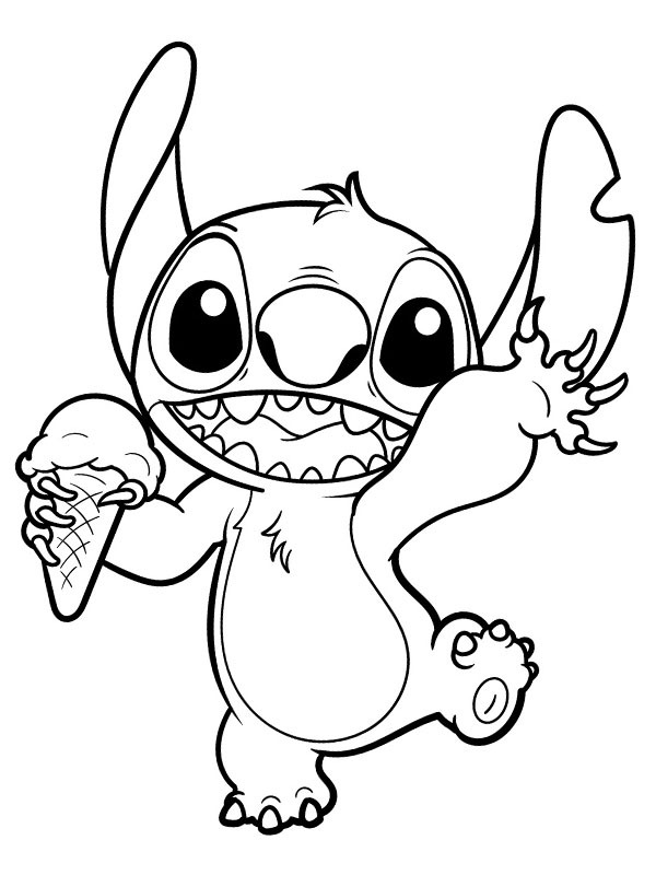 Stitch mangia un gelato disegno da colorare