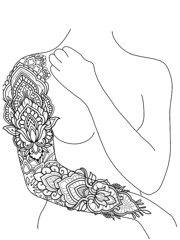 Tatuaggio a manica disegno da colorare