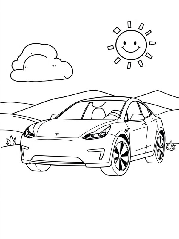 Tesla Model Q disegno da colorare