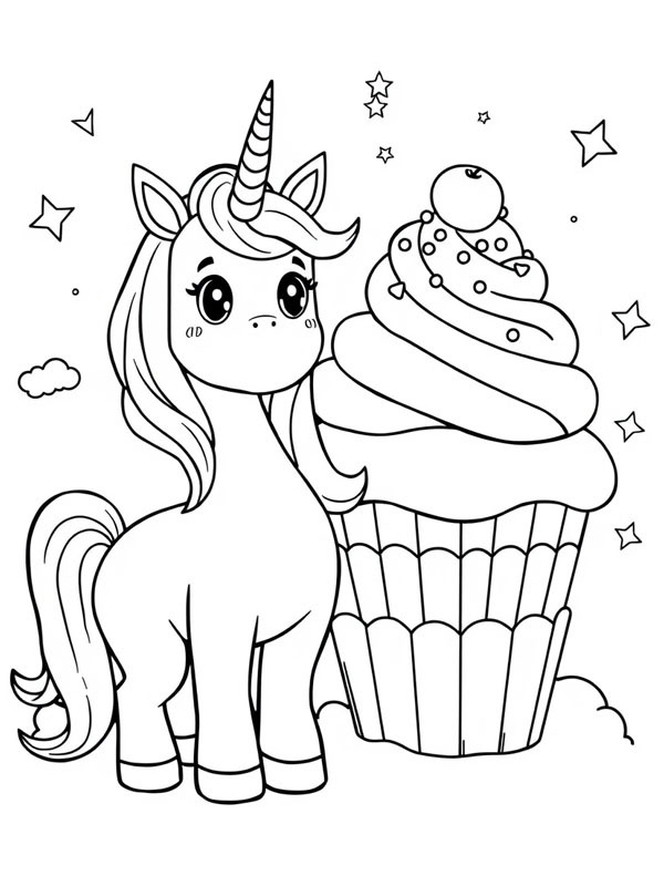 Cupcake unicorno disegno da colorare