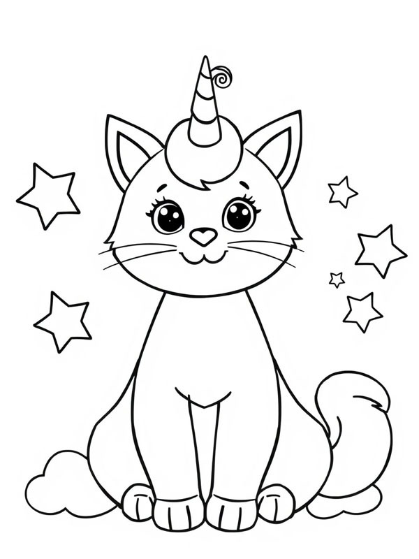 Gatto unicorno disegno da colorare